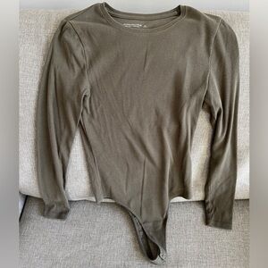 Abercrombie soft and ribbed olive green body suit